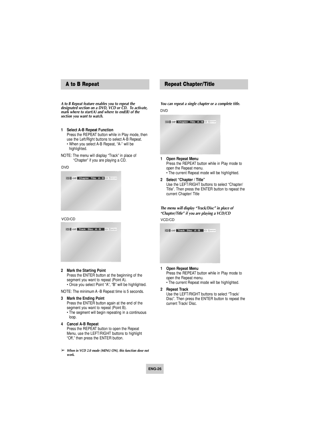 Samsung DVD-V4800 instruction manual To B Repeat, Repeat Chapter/Title 