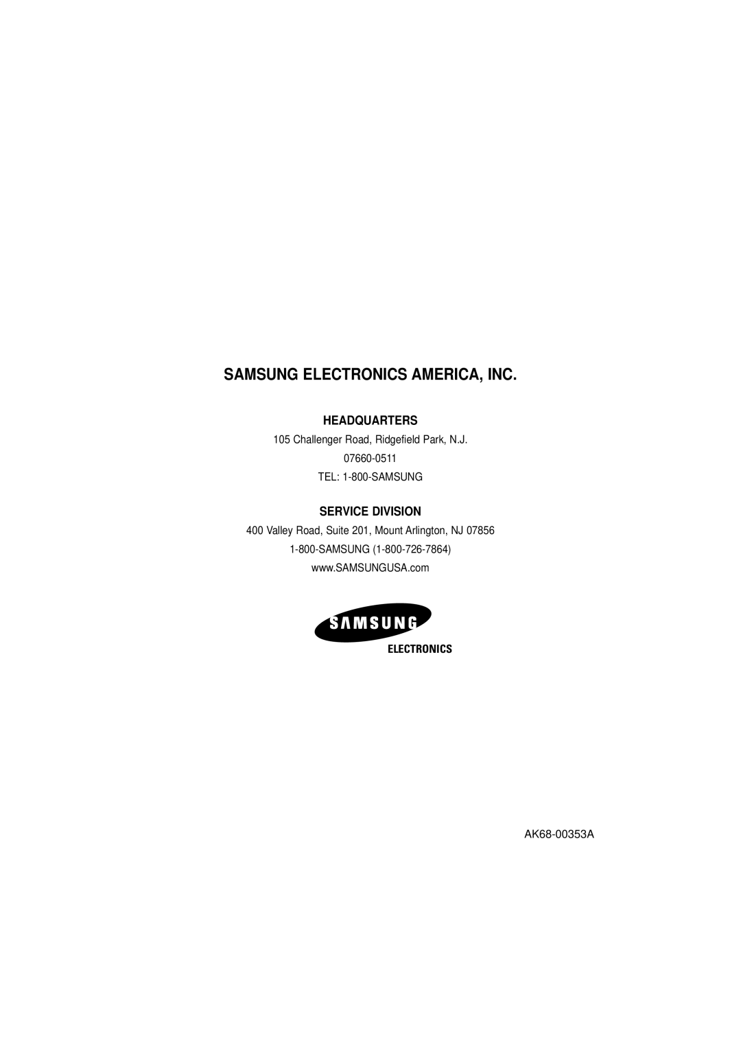 Samsung DVD-V4800 instruction manual Samsung Electronics AMERICA, INC 