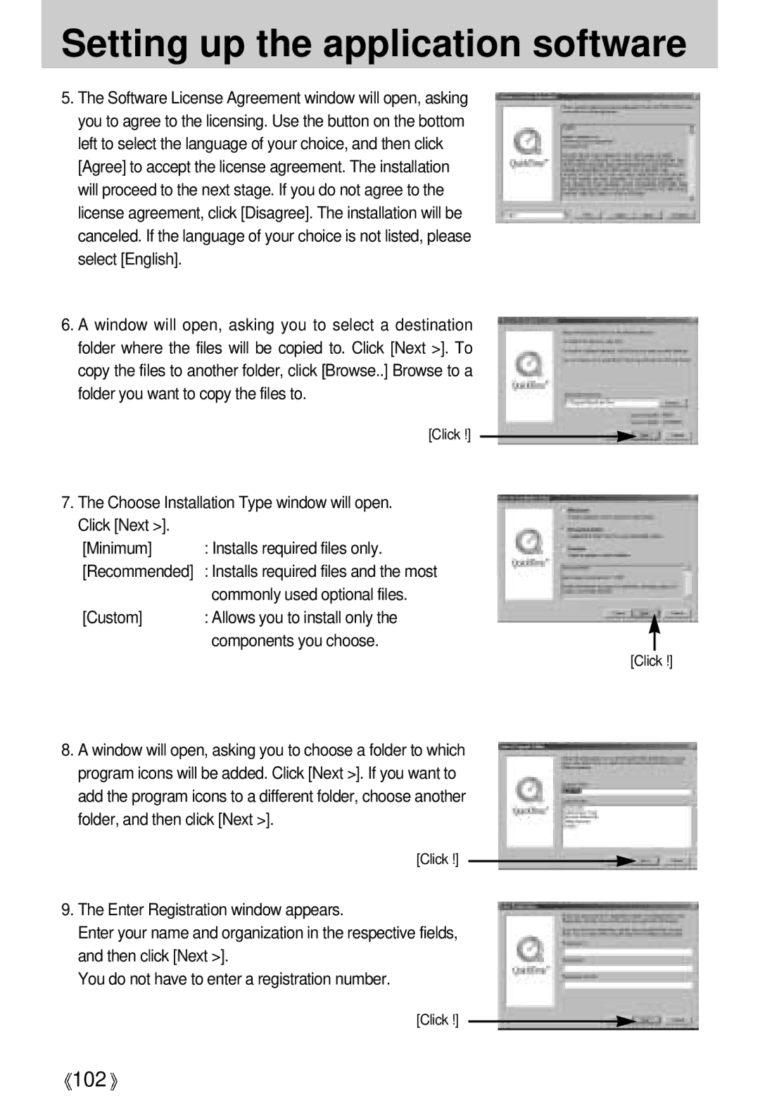 Samsung V50 user manual Commonly used optional files, Custom Allows you to install only Components you choose 