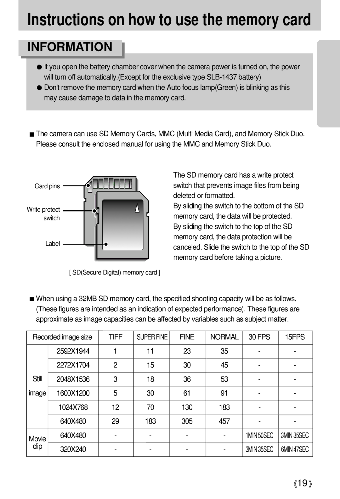 Samsung V50 user manual Tiff, Fine Normal, 30 FPS, 15FPS, Clip 