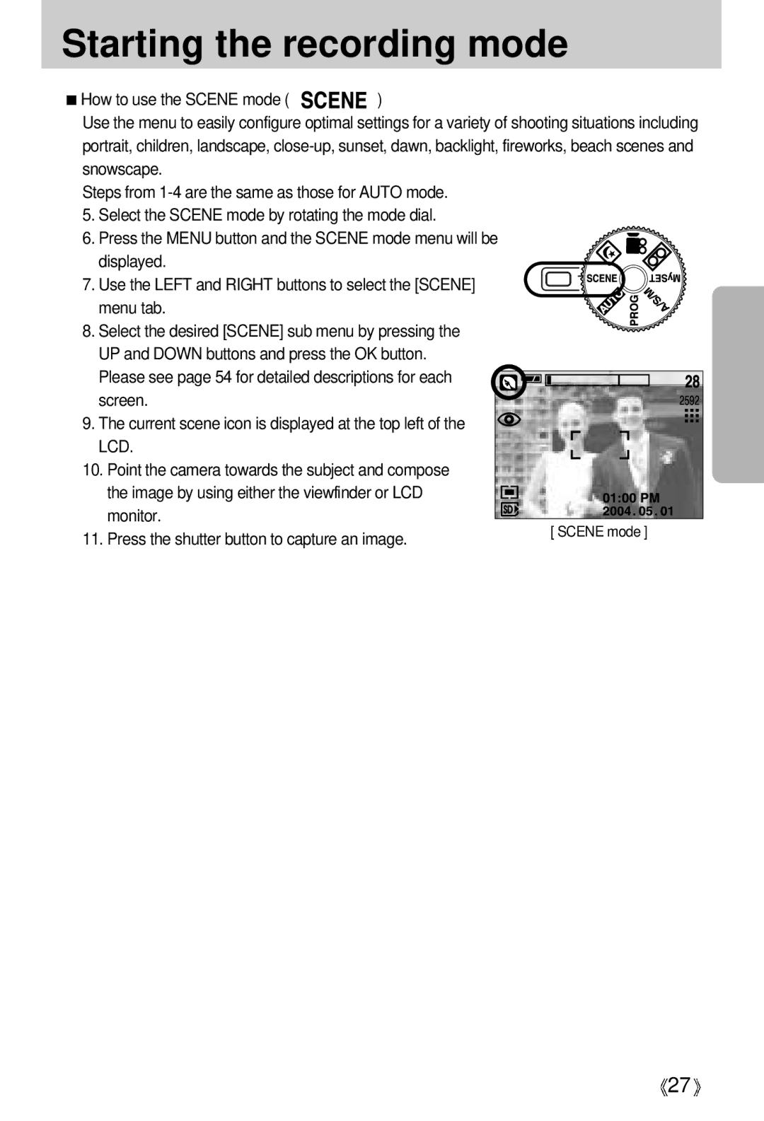 Samsung V50 user manual Lcd 