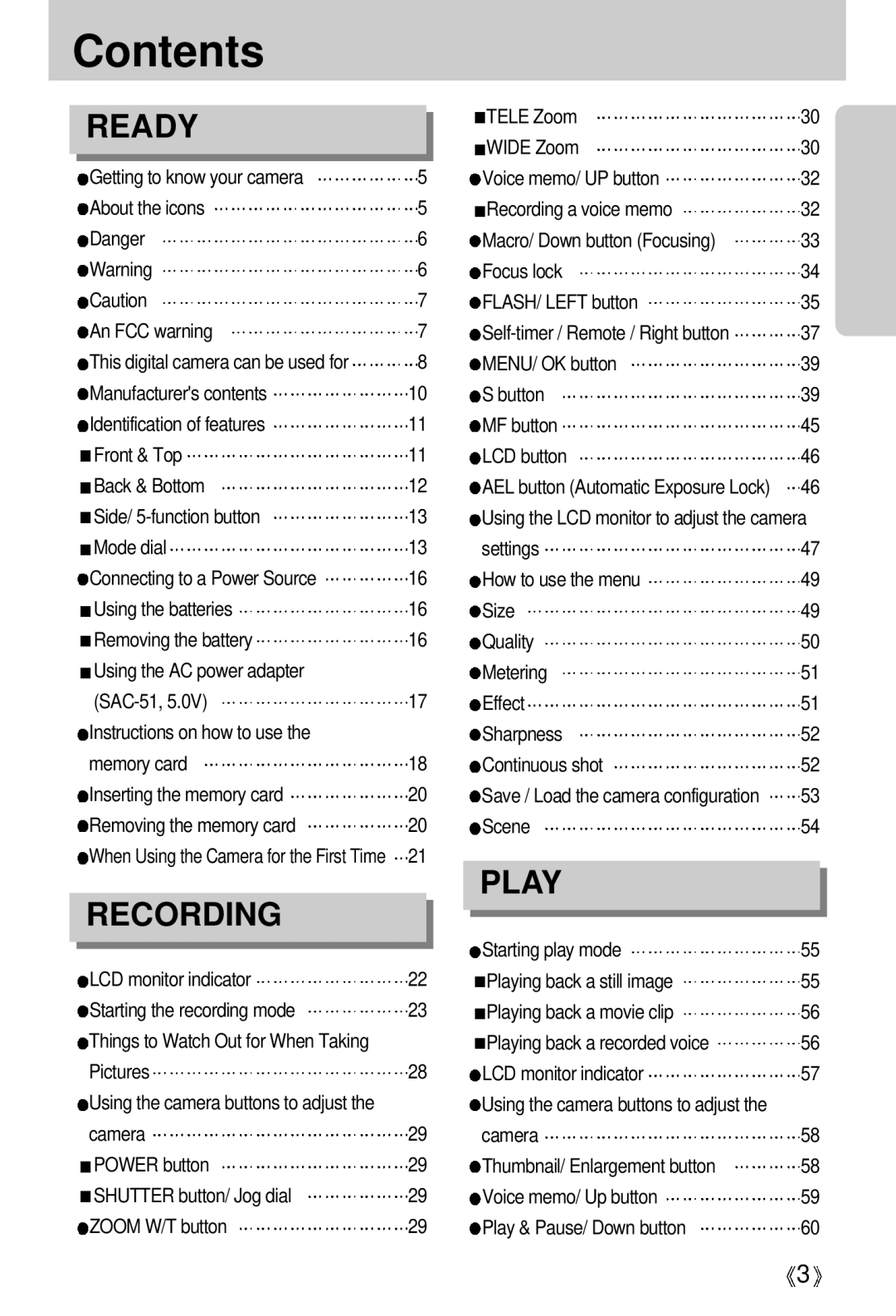 Samsung V50 user manual Contents 