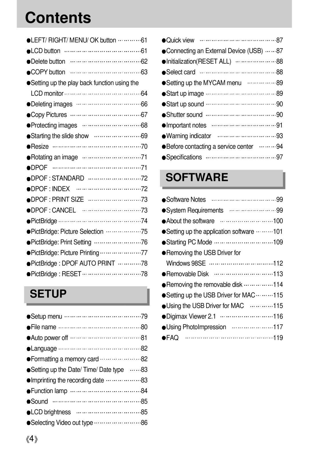 Samsung V50 user manual Dpof Dpof Standard, Dpof Index Dpof Print Size, Dpof Cancel, Faq 