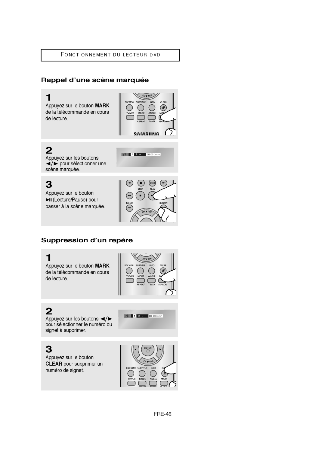 Samsung V6700-XAC, AK68-01304A, 20070205090323359 Rappel d’une scène marquée, Suppression d’un repère, FRE-46 