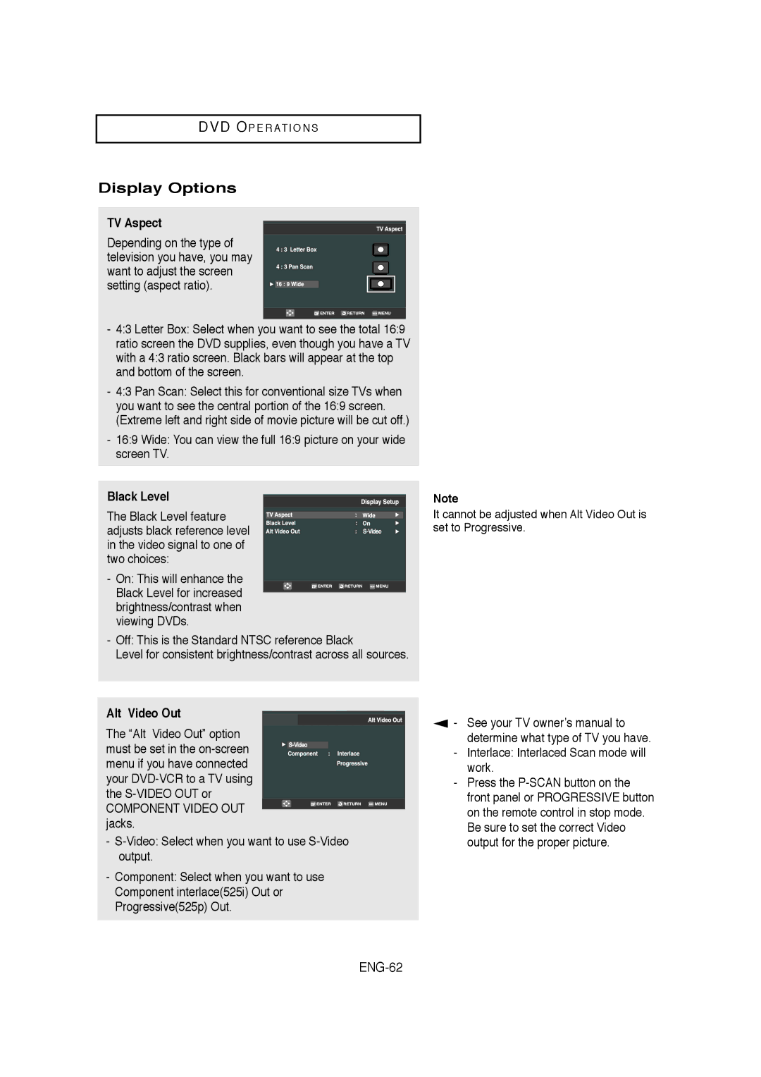 Samsung V6700-XAC, AK68-01304A, 20070205090323359 Display Options, ENG-62, TV Aspect, Black Level, Alt Video Out 