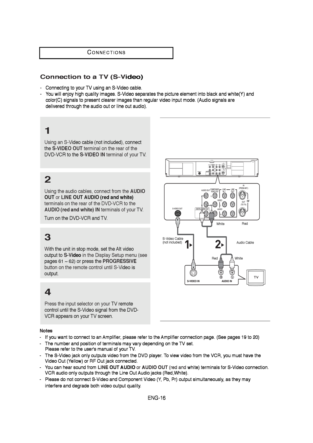 Samsung V6700-XAC, AK68-01304A, 20070205090323359 instruction manual Connection to a TV S-Video, ENG-16 