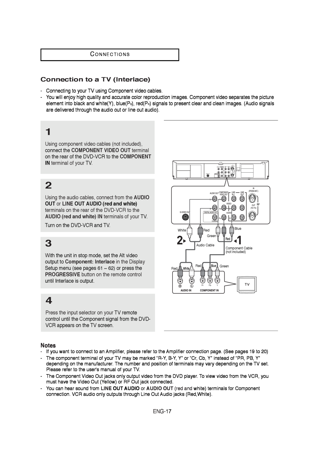 Samsung AK68-01304A, V6700-XAC, 20070205090323359 instruction manual Connection to a TV Interlace, ENG-17 