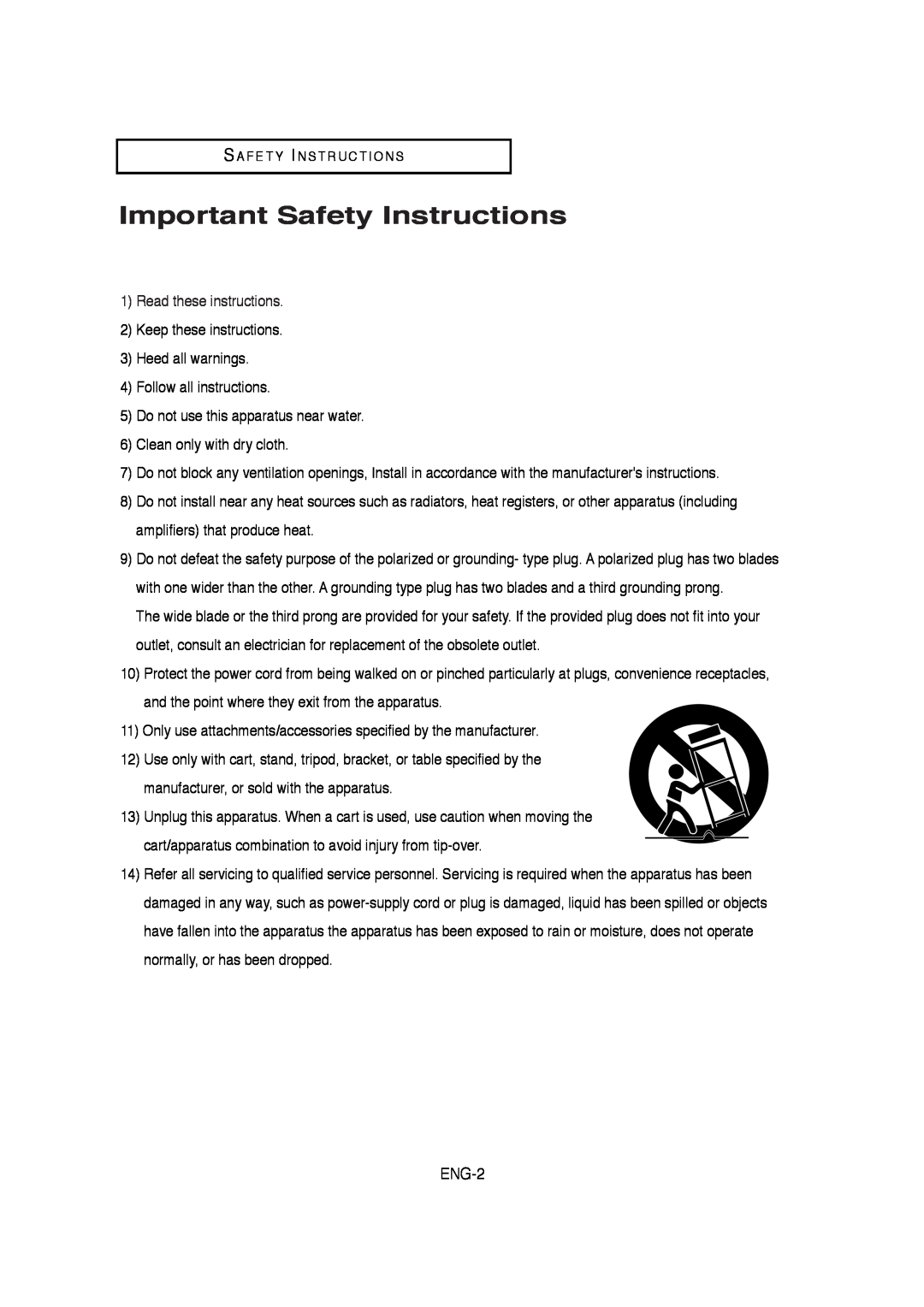Samsung V6700-XAC, AK68-01304A, 20070205090323359 instruction manual Important Safety Instructions, ENG-2 