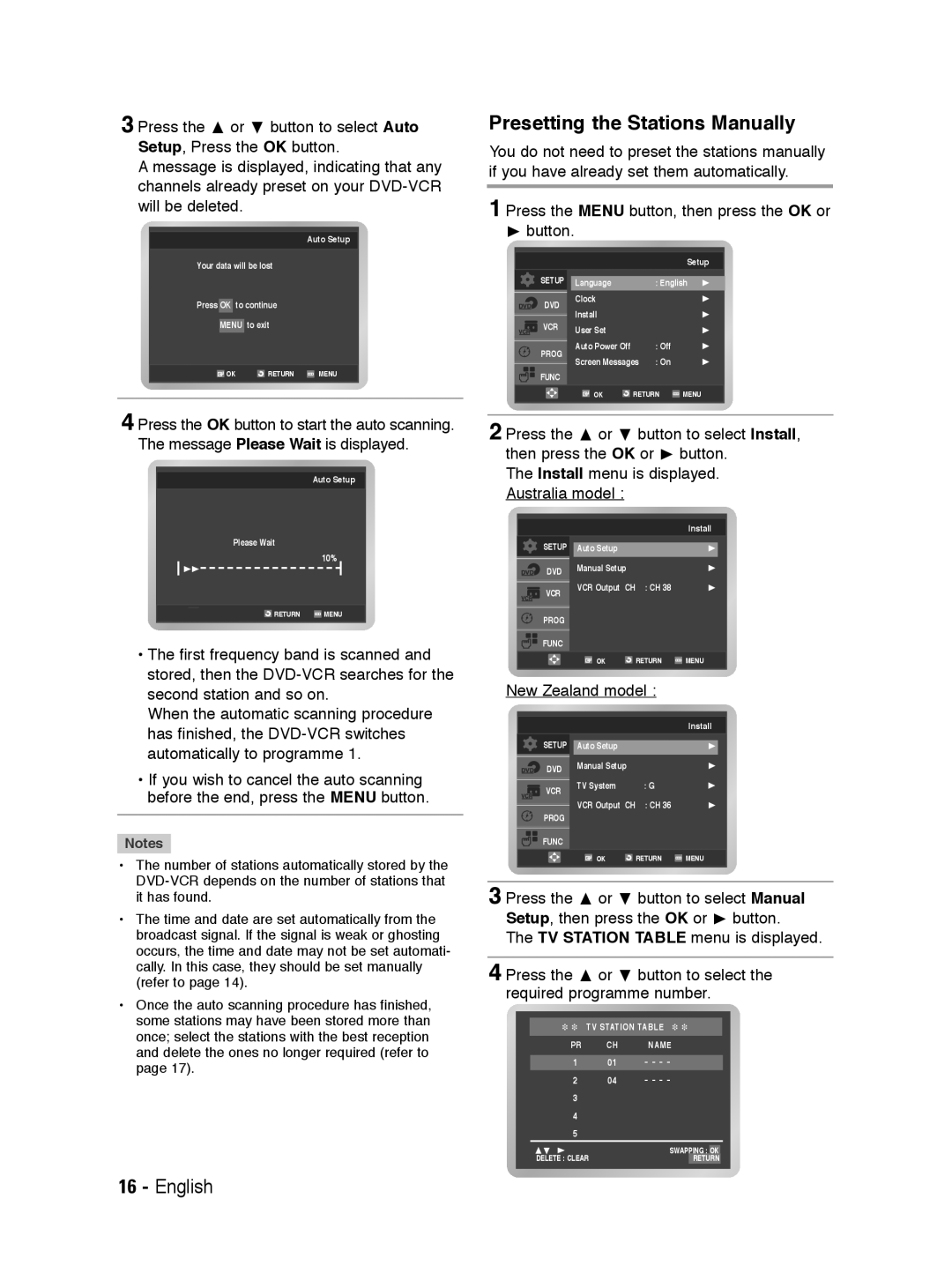 Samsung V6700 user manual Presetting the Stations Manually 