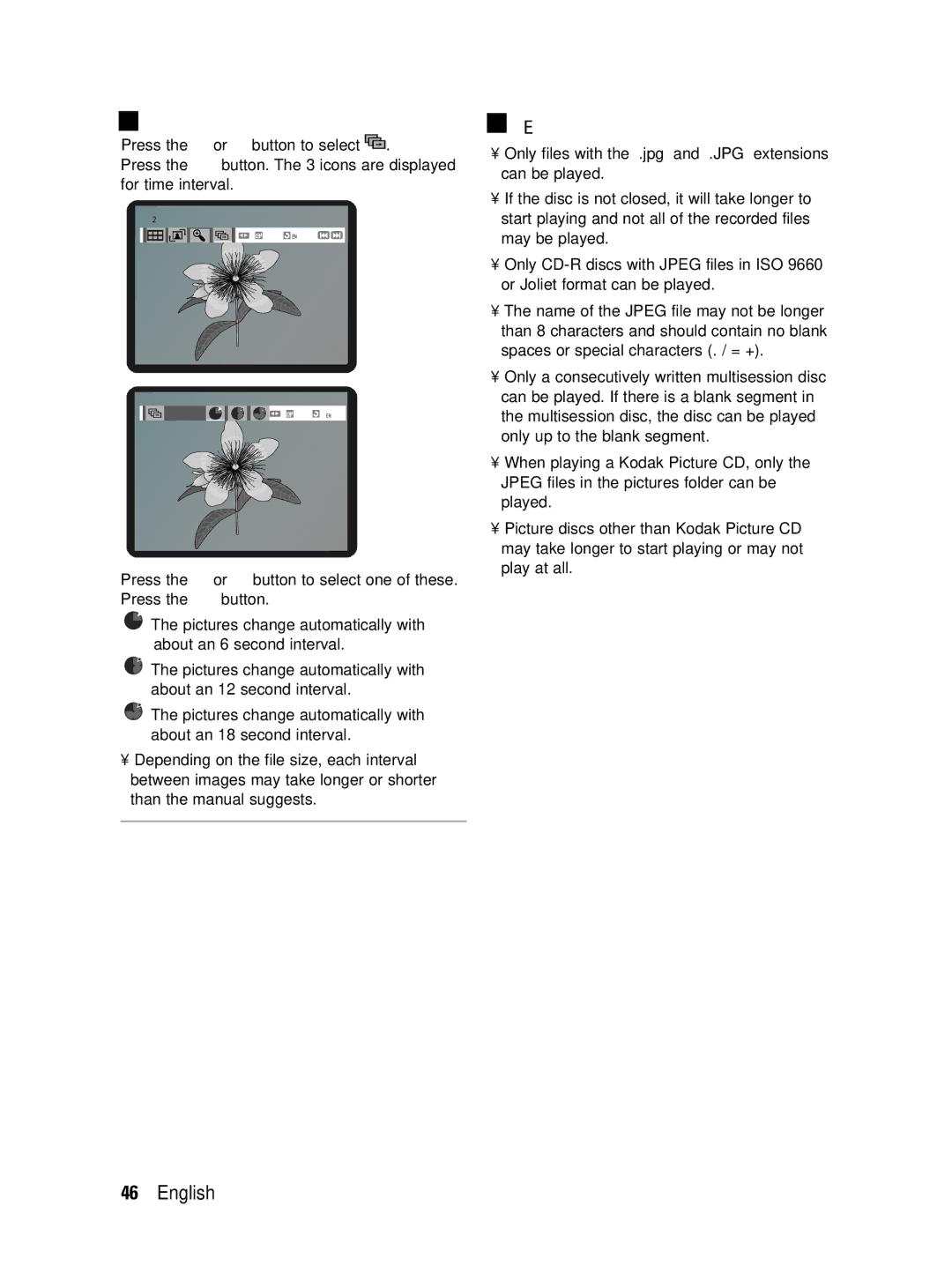 Samsung V6700 user manual Slide show, CD-R Jpeg Discs 