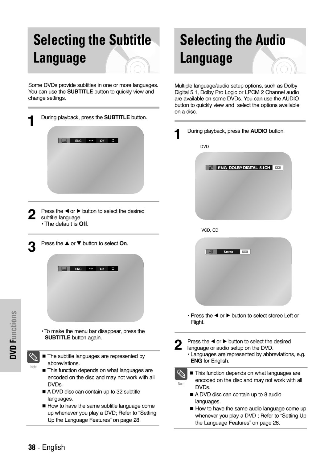 Samsung V7000K, V6500K user manual Selecting the Subtitle Language, Press the … or † button to select On 