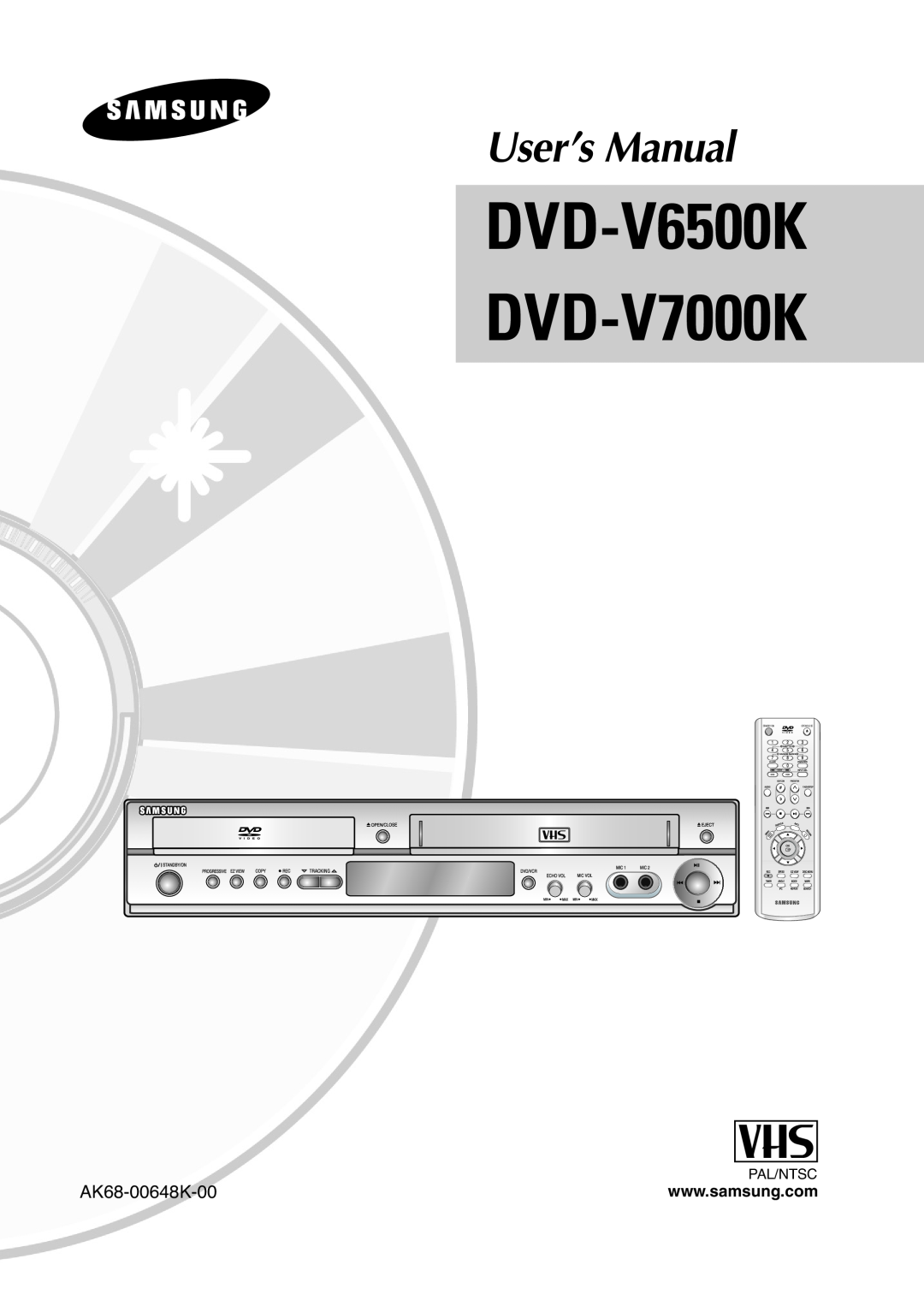 Samsung user manual AK68-00648K-00, DVD-V6500K DVD-V7000K, User’s Manual, Standby/Onopen/Close 