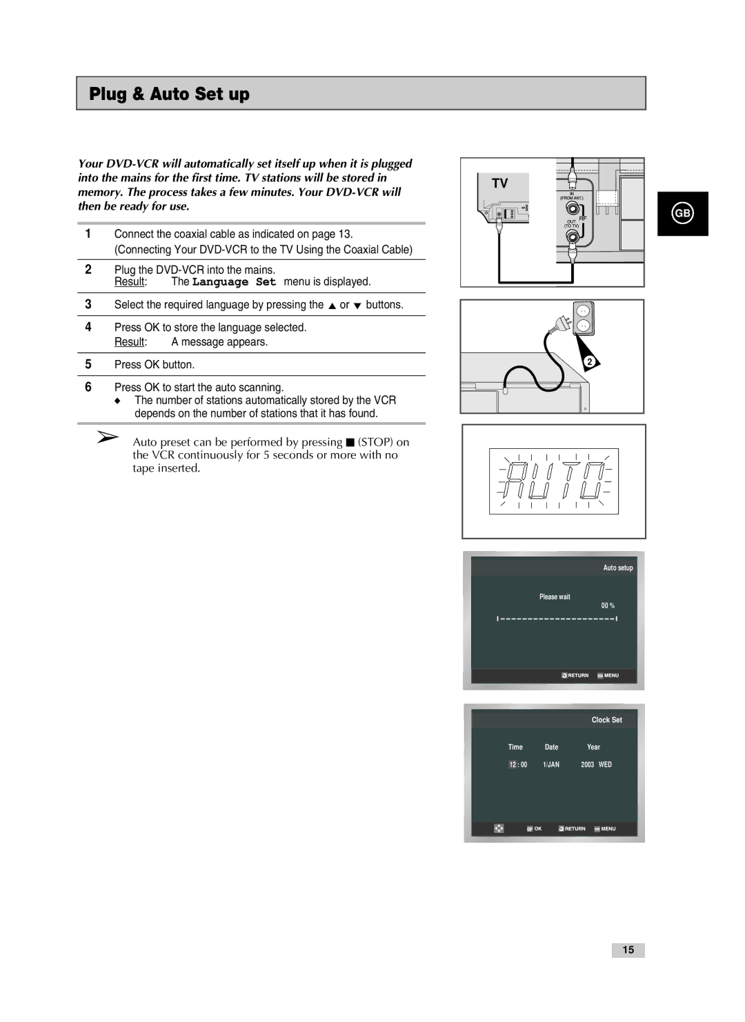 Samsung V85, V70, V80 instruction manual Plug & Auto Set up 