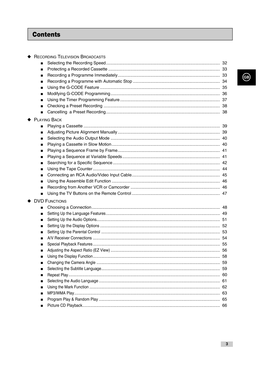 Samsung V85, V70, V80 instruction manual Recording Television Broadcasts 