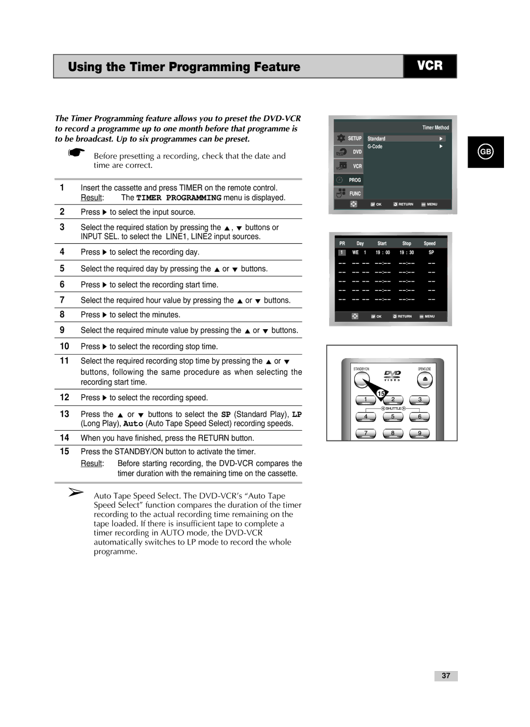 Samsung V70, V85, V80 instruction manual Using the Timer Programming Feature, Buttons or, Press To select the recording day 