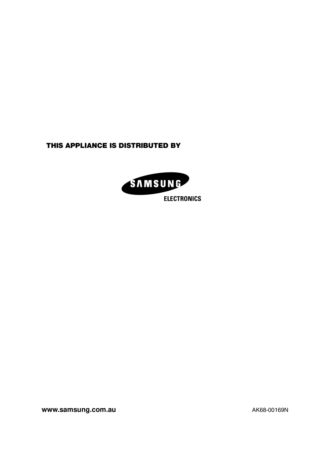 Samsung V80, V85, V70 instruction manual This Appliance is Distributed by 