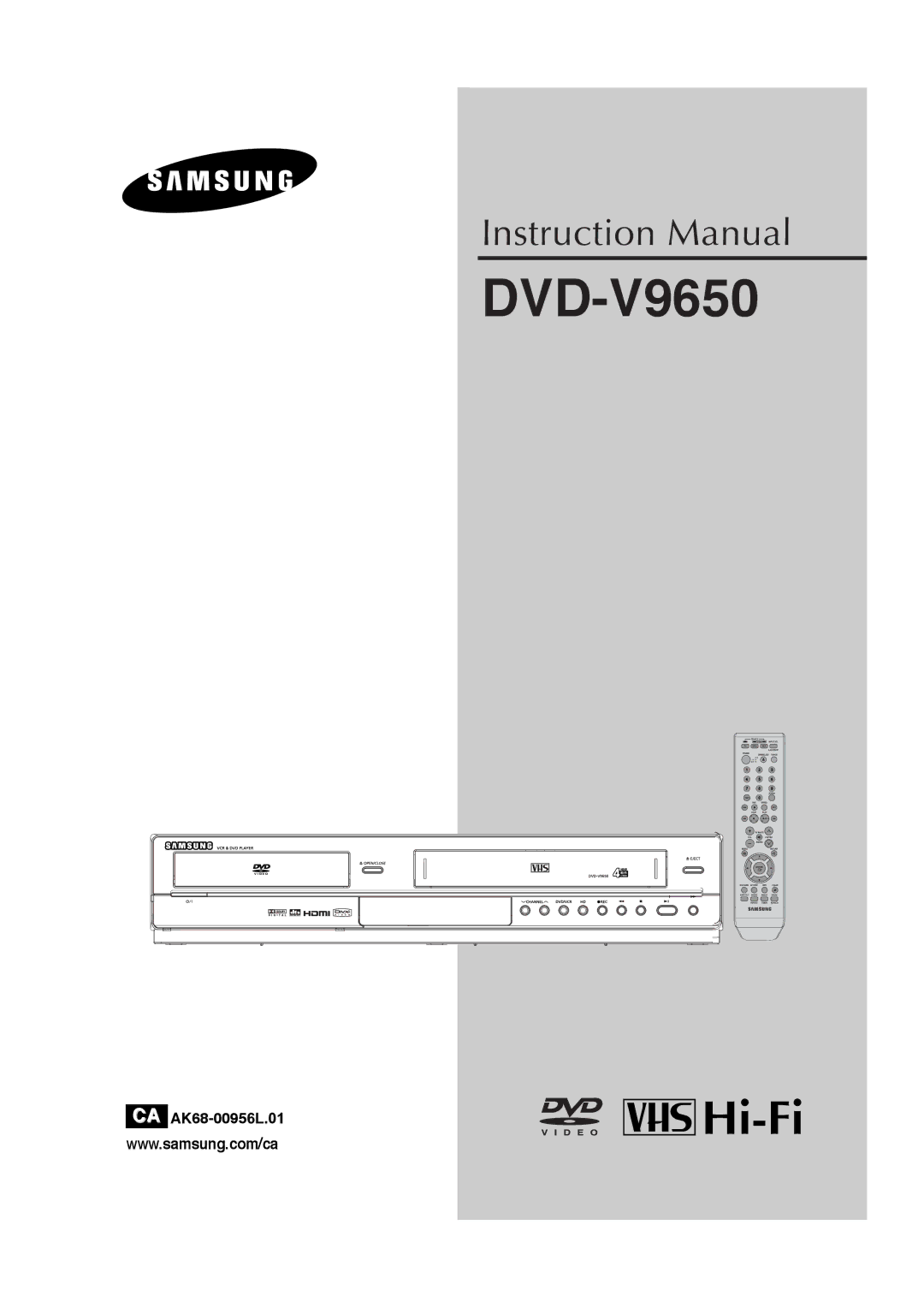 Samsung 20060509084435281, V9650-XAC, AK68-00956L/01 instruction manual DVD-V9650, CA AK68-00956L.01 