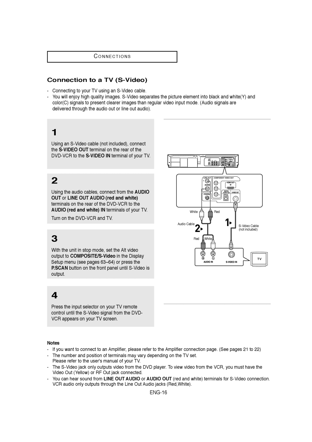 Samsung V9650-XAC, 20060509084435281, AK68-00956L/01 instruction manual Connection to a TV S-Video, ENG-16 