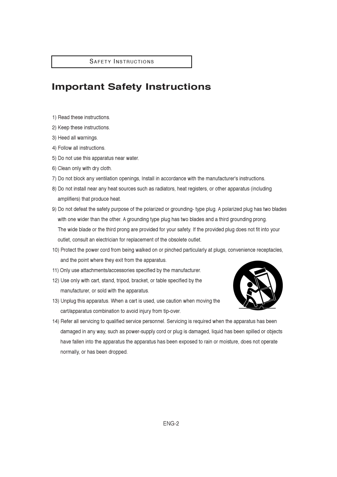 Samsung AK68-00956L/01, V9650-XAC, 20060509084435281 instruction manual Important Safety Instructions 