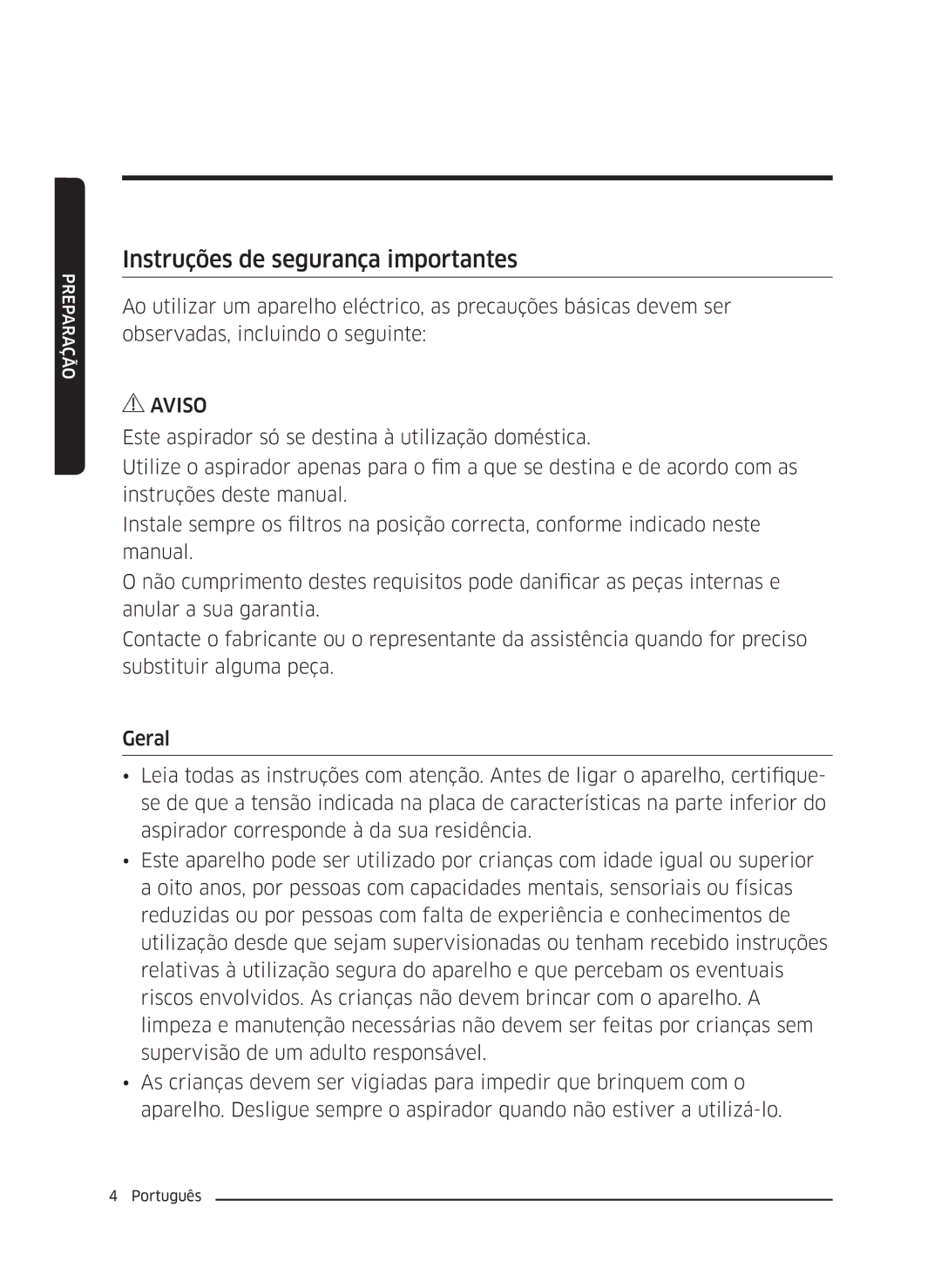 Samsung VC05K71F0HB/ET, VC04K71G0HC/ET manual Instruções de segurança importantes 