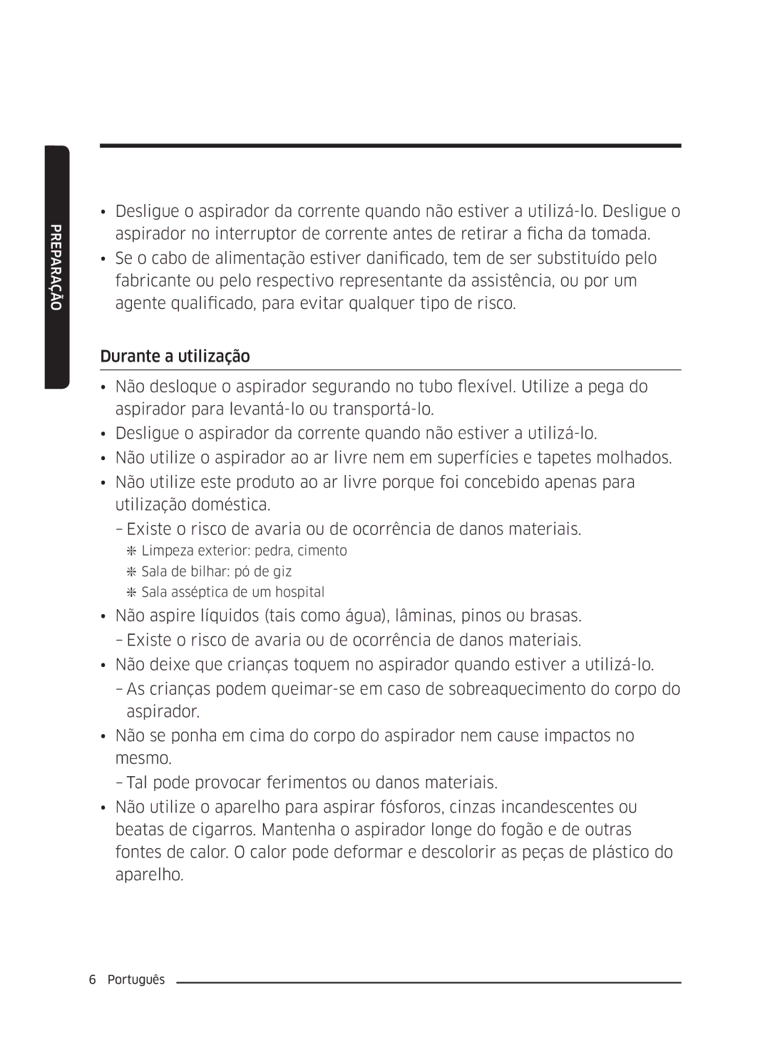 Samsung VC05K71F0HB/ET, VC04K71G0HC/ET manual Preparação 