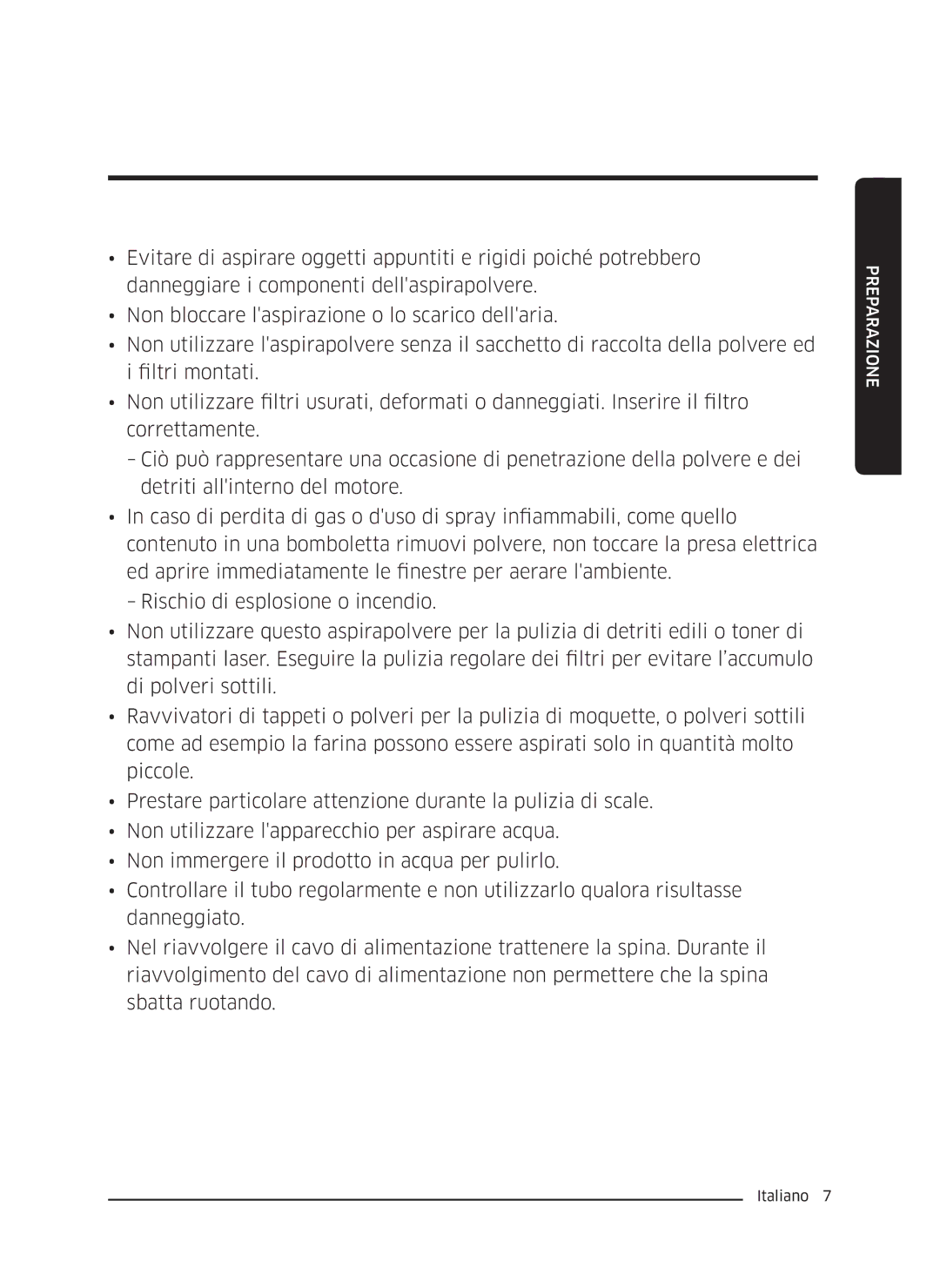 Samsung VC04K71G0HC/ET, VC05K71F0HB/ET manual Preparazione 