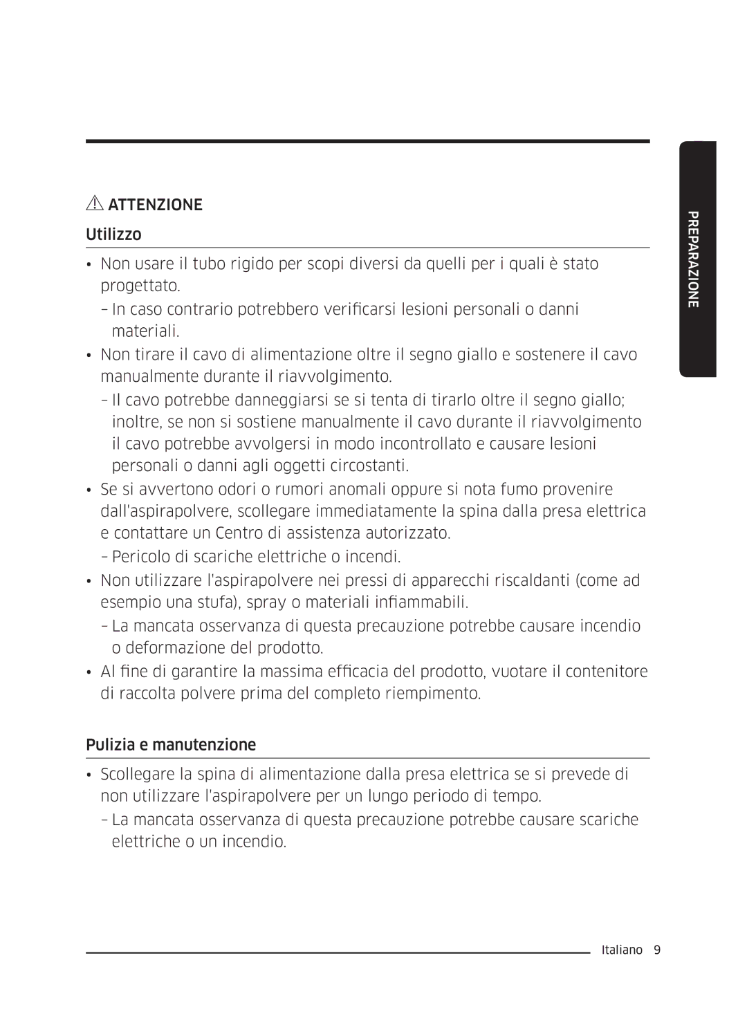 Samsung VC04K71G0HC/ET, VC05K71F0HB/ET manual Attenzione 