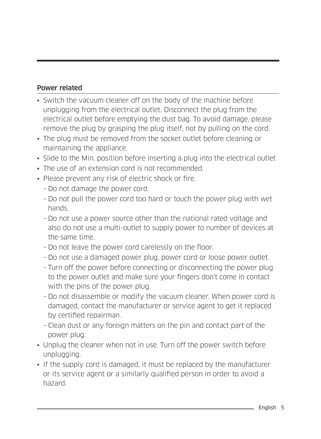 Samsung VC05M25E0WB/EE manual Preparation 