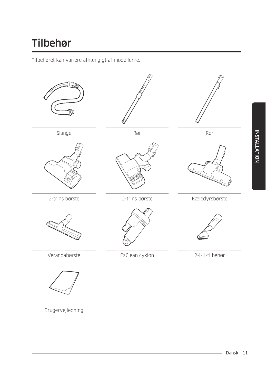 Samsung VC05M25E0WB/EE manual Tilbehør 