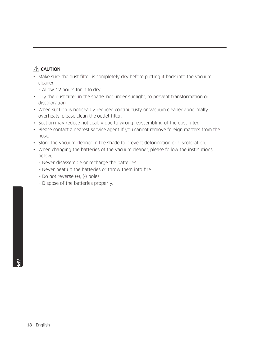 Samsung VC05M3110VB/EE manual Appendices 