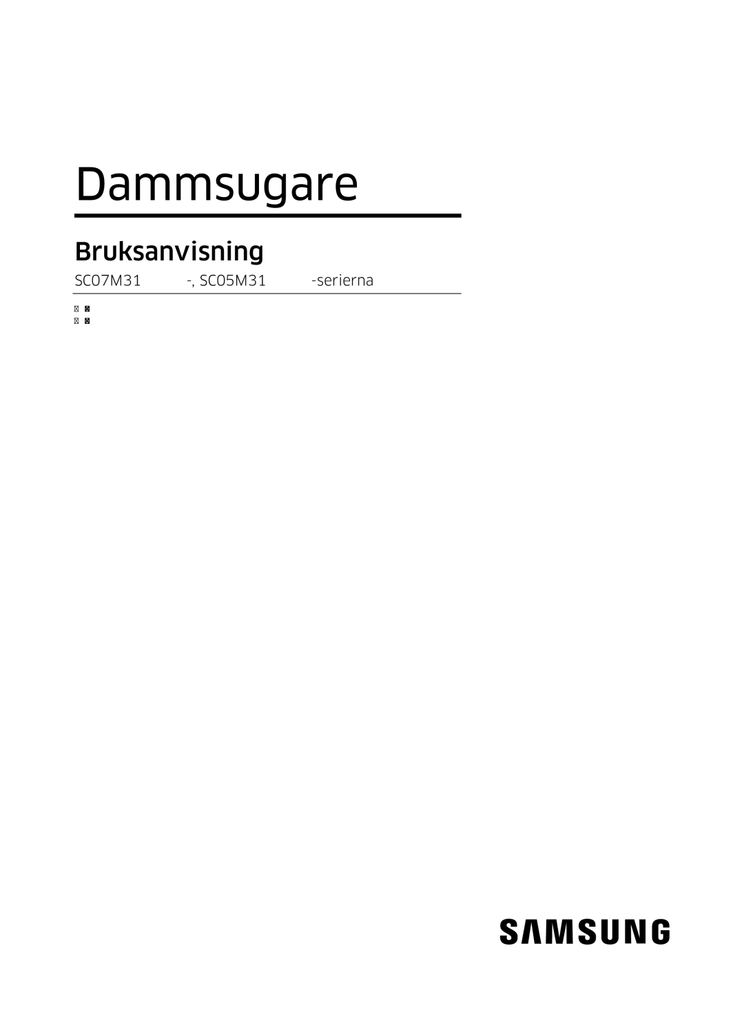 Samsung VC05M3110VB/EE manual Dammsugare 