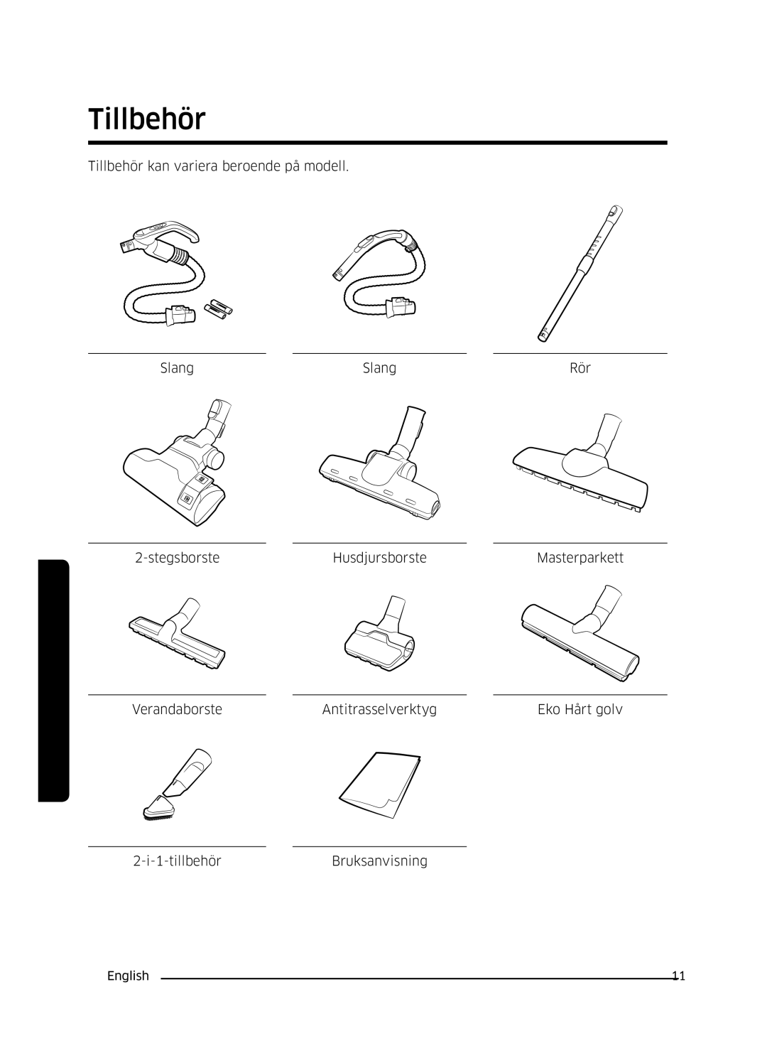 Samsung VC05M3110VB/EE manual Tillbehör 