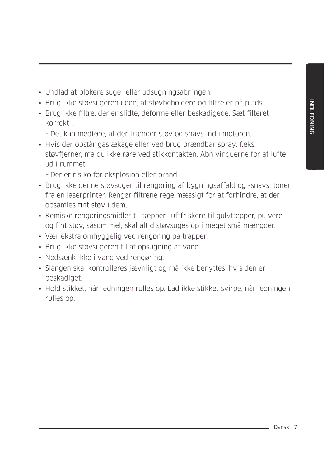 Samsung VC05M3110VB/EE manual Indledning 