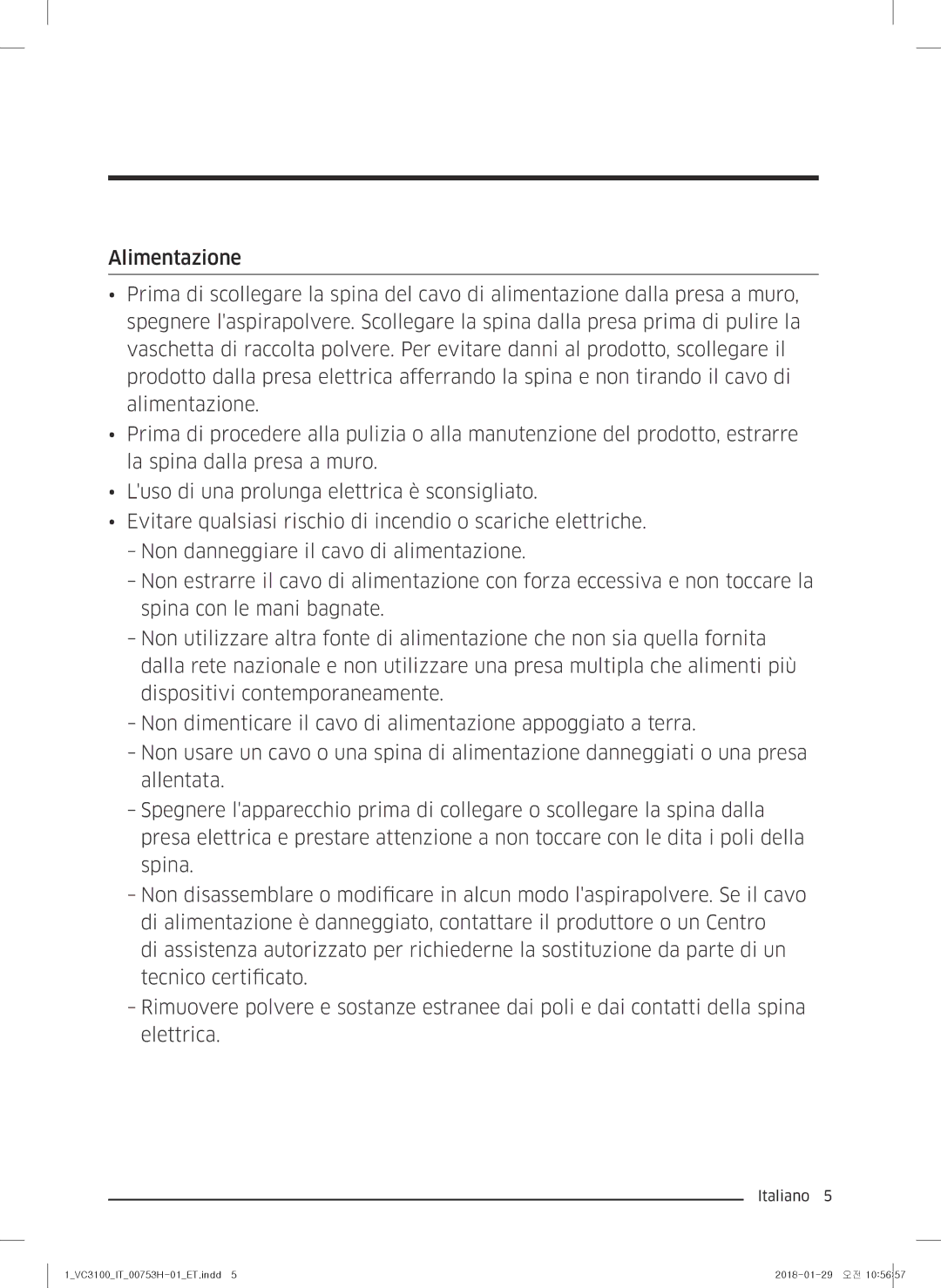 Samsung VC05M31C0HG/ET manual Preparazione 