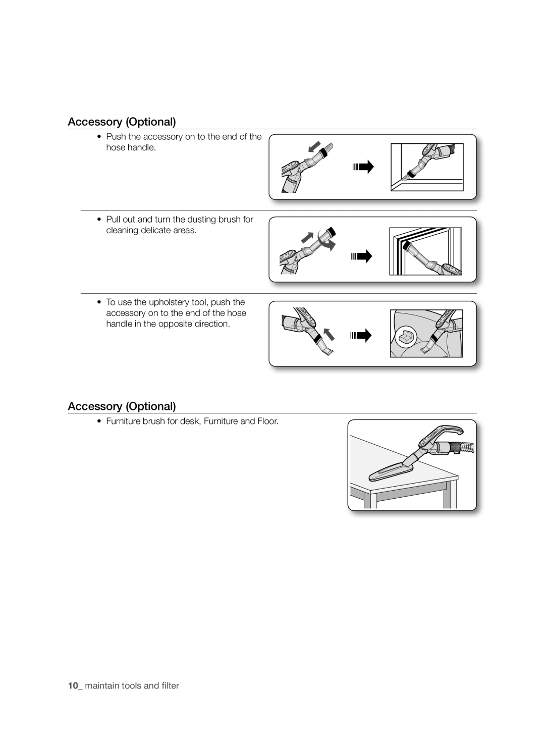 Samsung VC08QHNJGGT/EE, VC05RVNJGWQ/EE, VC24AHNJGGT/EE, VC08QHNJGBB/EE manual Accessory Optional 