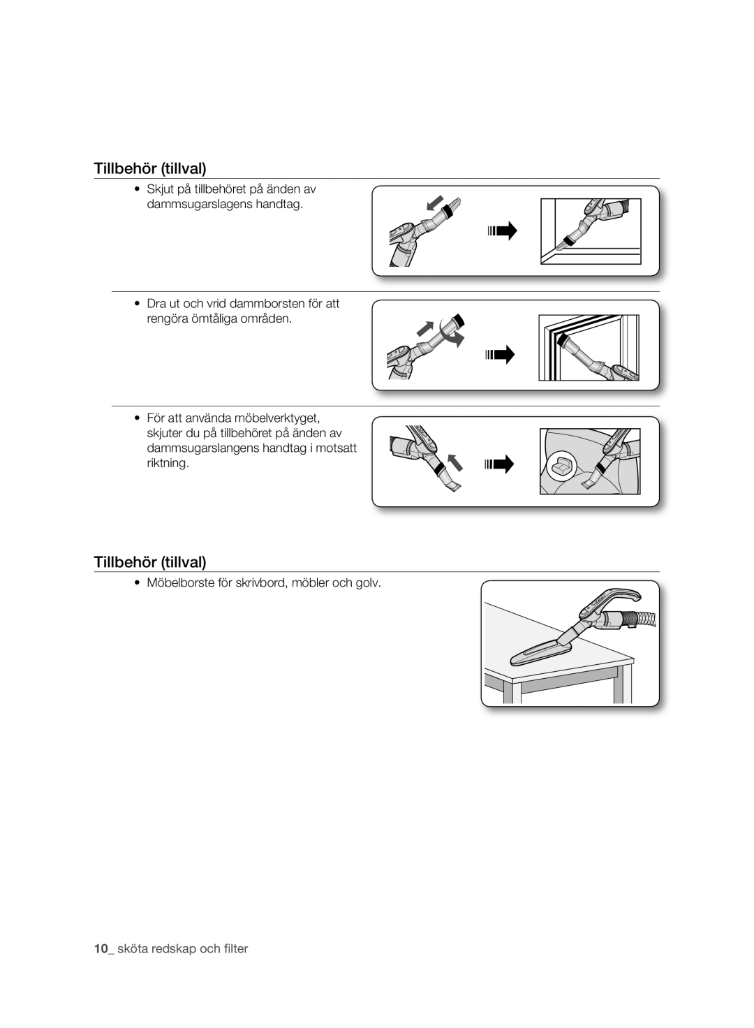 Samsung VC05RVNJGWQ/EE, VC24AHNJGGT/EE, VC08QHNJGGT/EE, VC08QHNJGBB/EE manual Tillbehör tillval 