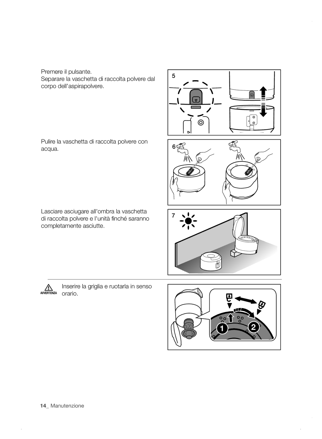 Samsung VC06H70E0HB/ET manual Inserire la griglia e ruotarla in senso 