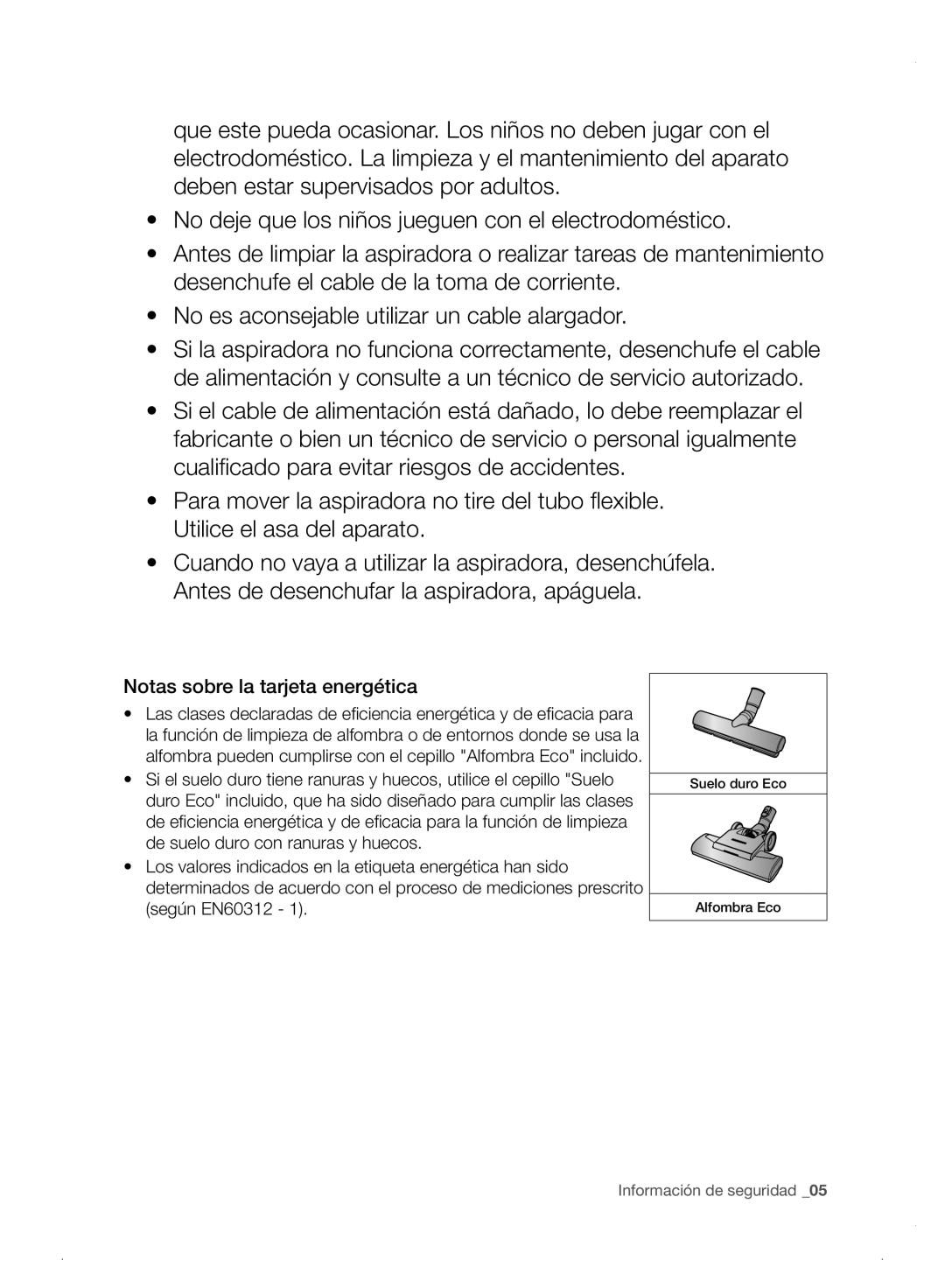 Samsung VC06H70E0HB/ET manual Notas sobre la tarjeta energética 