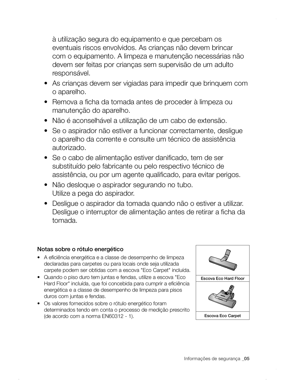 Samsung VC06H70E0HB/ET manual Notas sobre o rótulo energético 