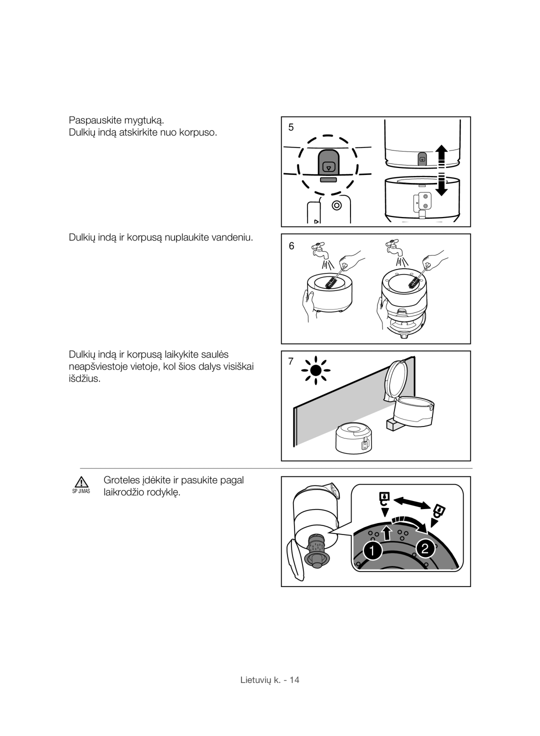 Samsung VC06H70F0HD/SB, VC06H70F0HD/ET, VC06H70F0HD/GE, VC06H70F0HD/EN manual Laikrodžio rodyklę 