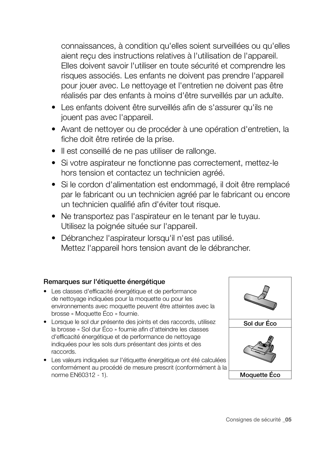 Samsung VC06H70F0HD/GE, VC06H70F0HD/ET, VC06H70F0HD/SB, VC06H70F0HD/EN manual Remarques sur létiquette énergétique 