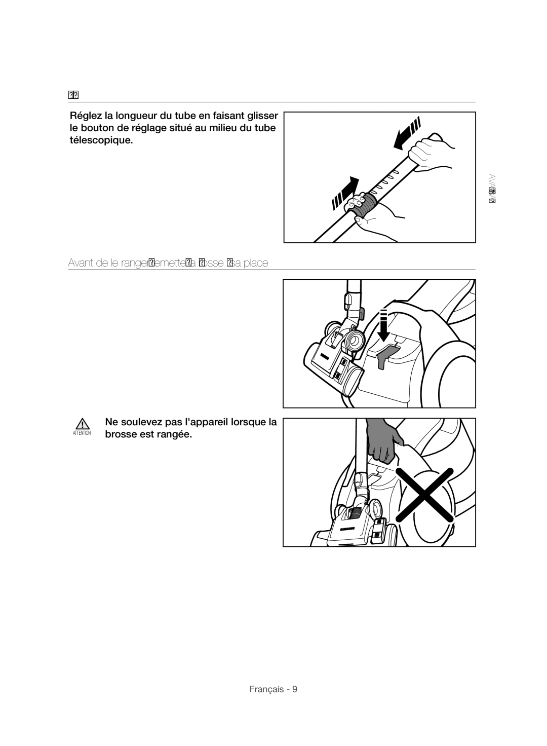 Samsung VC06H70F1HC/EF manual Tube, Avant de le ranger, remettez la brosse à sa place 