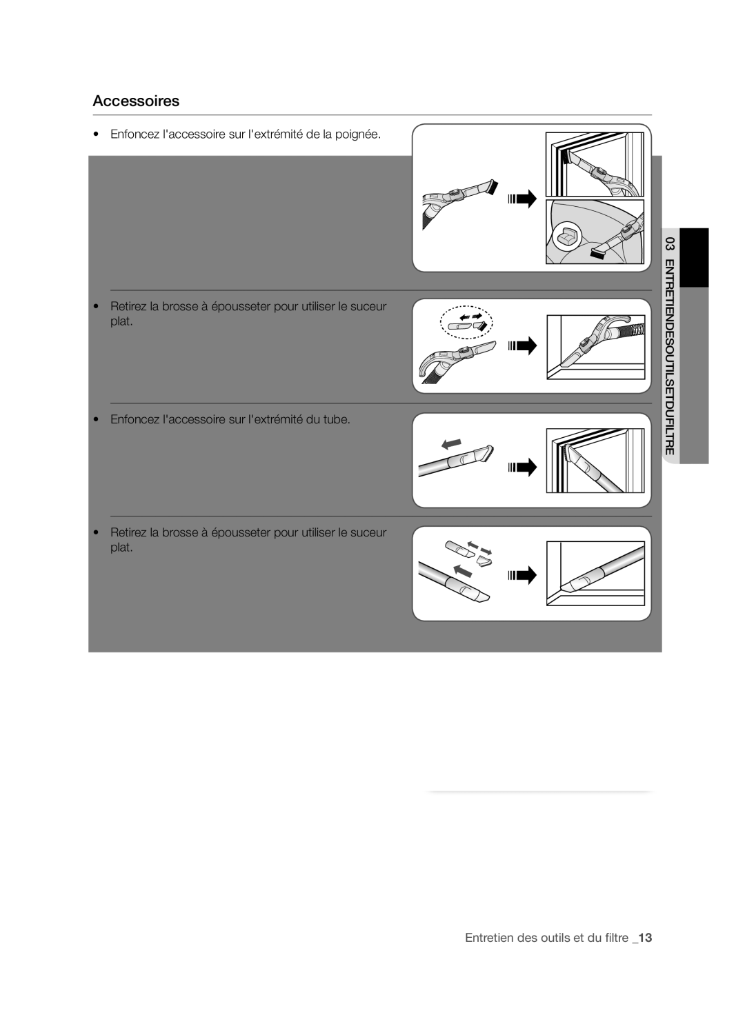 Samsung VC08F60WNUR/EF, VC07F60WNUR/EF manual Accessoires 