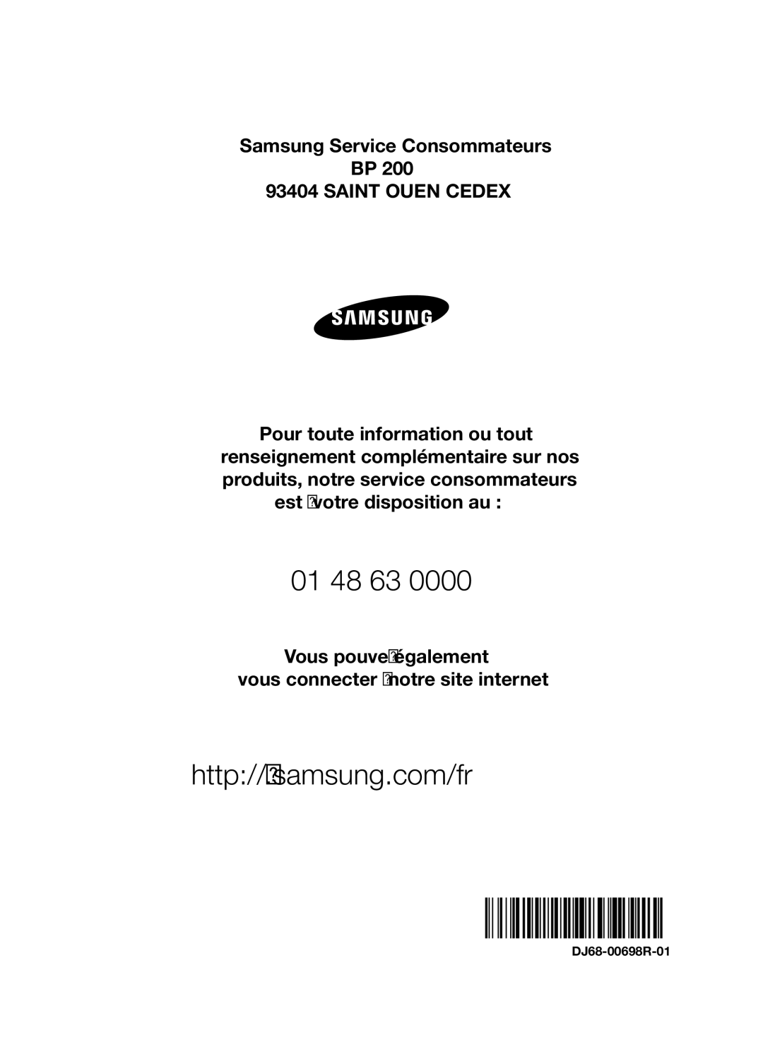 Samsung VC07F60WNUR/EF, VC08F60WNUR/EF manual 01 48 63 