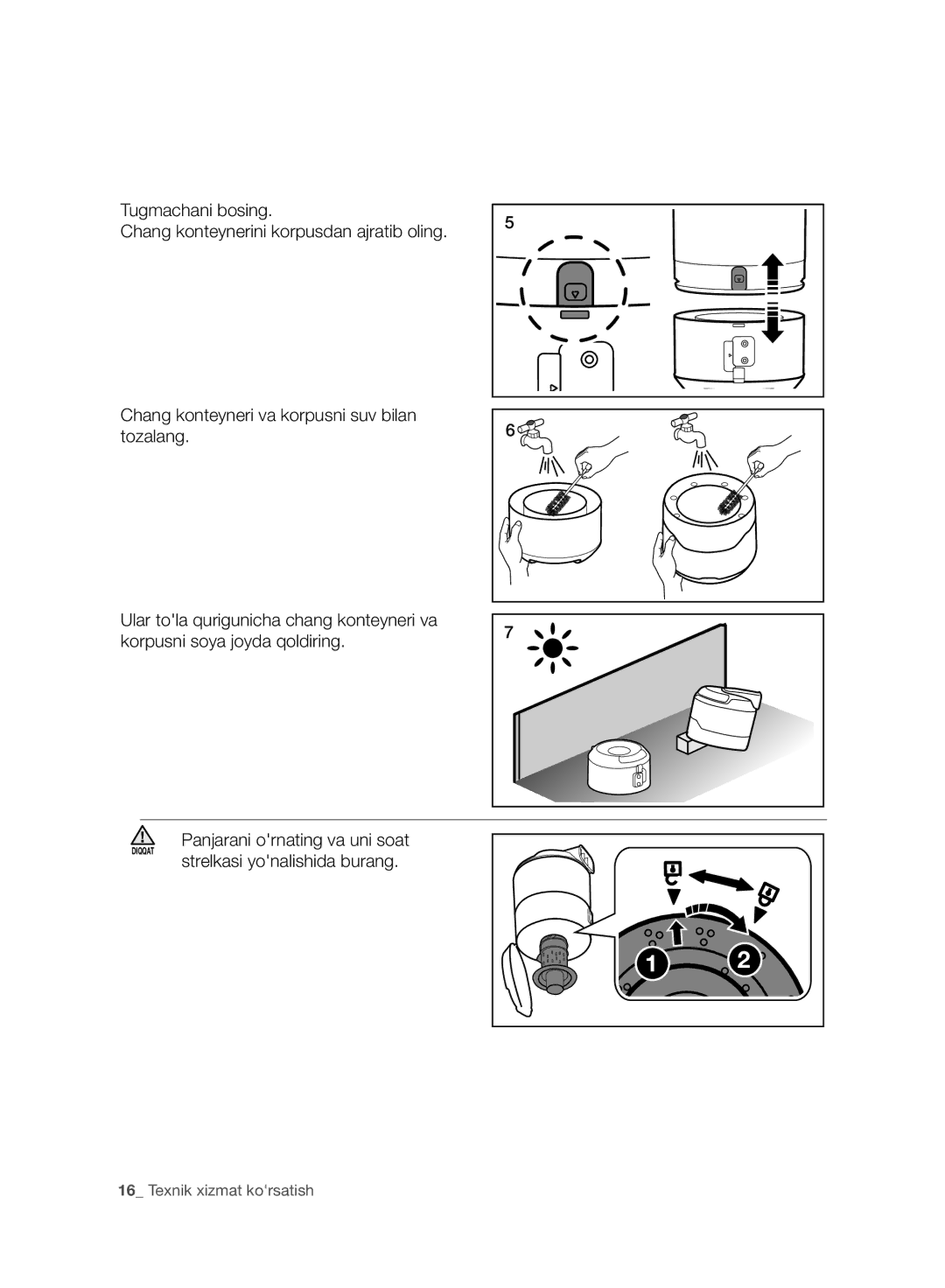 Samsung VC07F80UNCC/EV manual Strelkasi yonalishida burang 