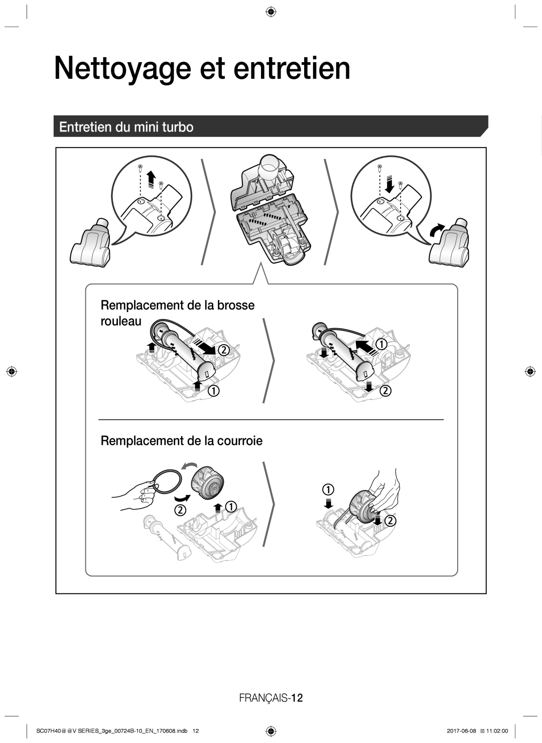 Samsung VC07H40E0VR/GE, VC07H40E0VR/EN, VC07H40F0VB/EG, VC07H40E0VR/EC, VC07K41E0VY/EG Entretien du mini turbo, FRANÇAIS-12 
