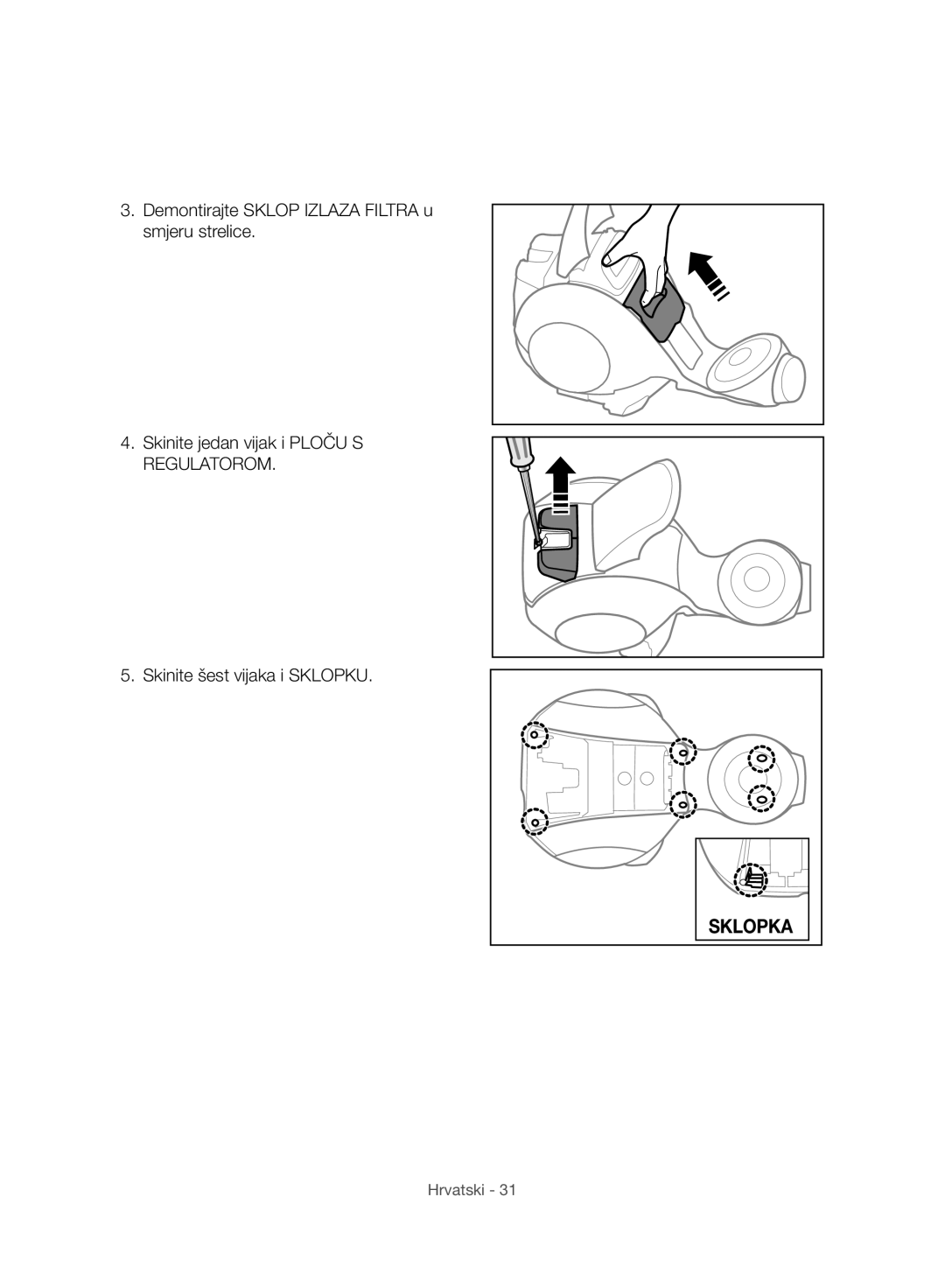 Samsung VC07H8150HQ/GE manual Sklopka 