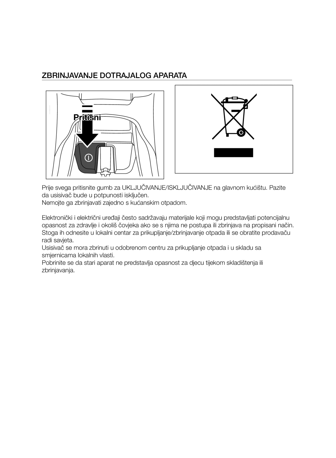 Samsung VC07H8150HQ/GE manual Zbrinjavanje Dotrajalog Aparata 