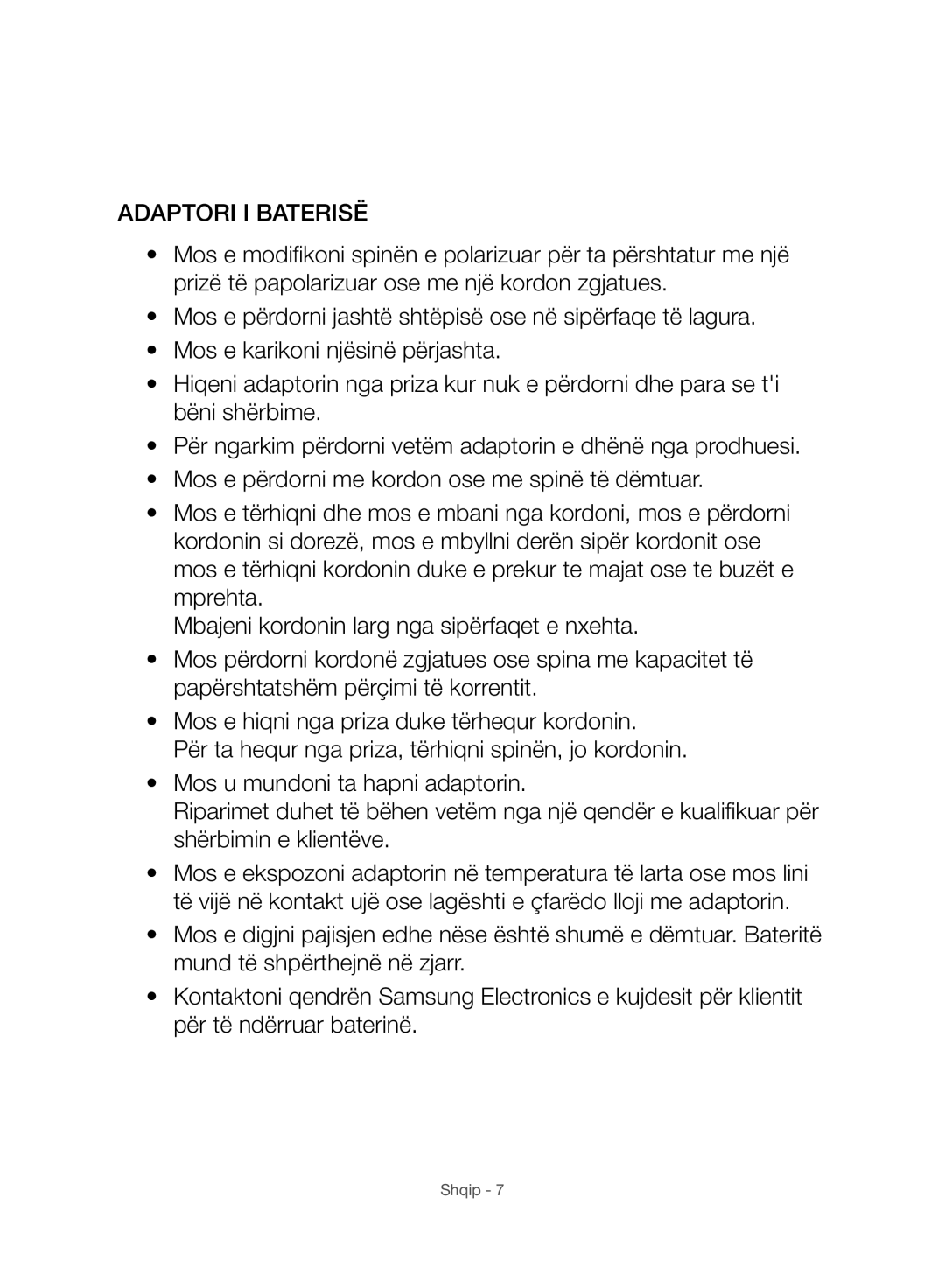 Samsung VC07H8150HQ/GE manual Adaptori I Baterisë 