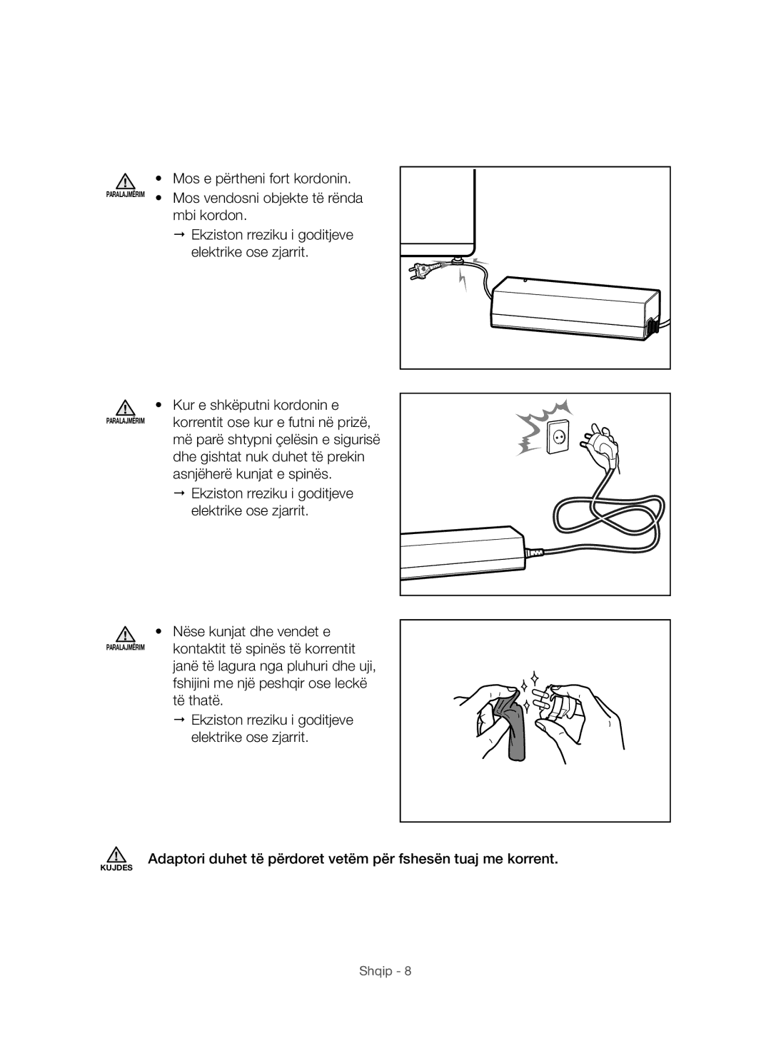 Samsung VC07H8150HQ/GE manual Fshijini me një peshqir ose leckë të thatë 